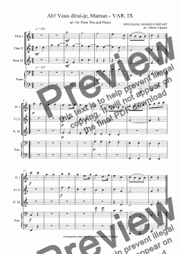 page one of Ah! Vous dirai-je, Maman - KV 265 - VAR. IX - arr. for Flute Trio and Piano