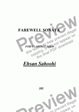 page one of FAREWELL SONATA FOR CLARINET SOLO