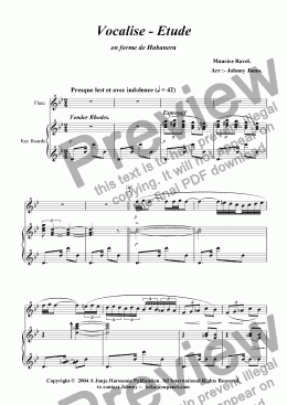 page one of Vocalise - Etude   (Flute and Piano)