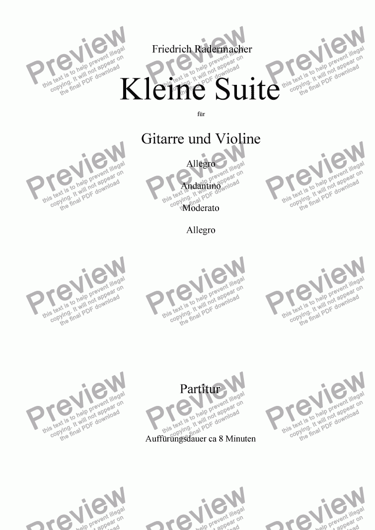 page one of Kleine Suite f�r Gitarre und Violine