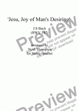 page one of 'Jesu, Joy of Man's Desiring' for String Quartet