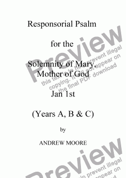 page one of Solemnity of Mary, Mother of God Jan 1st  (Year A)