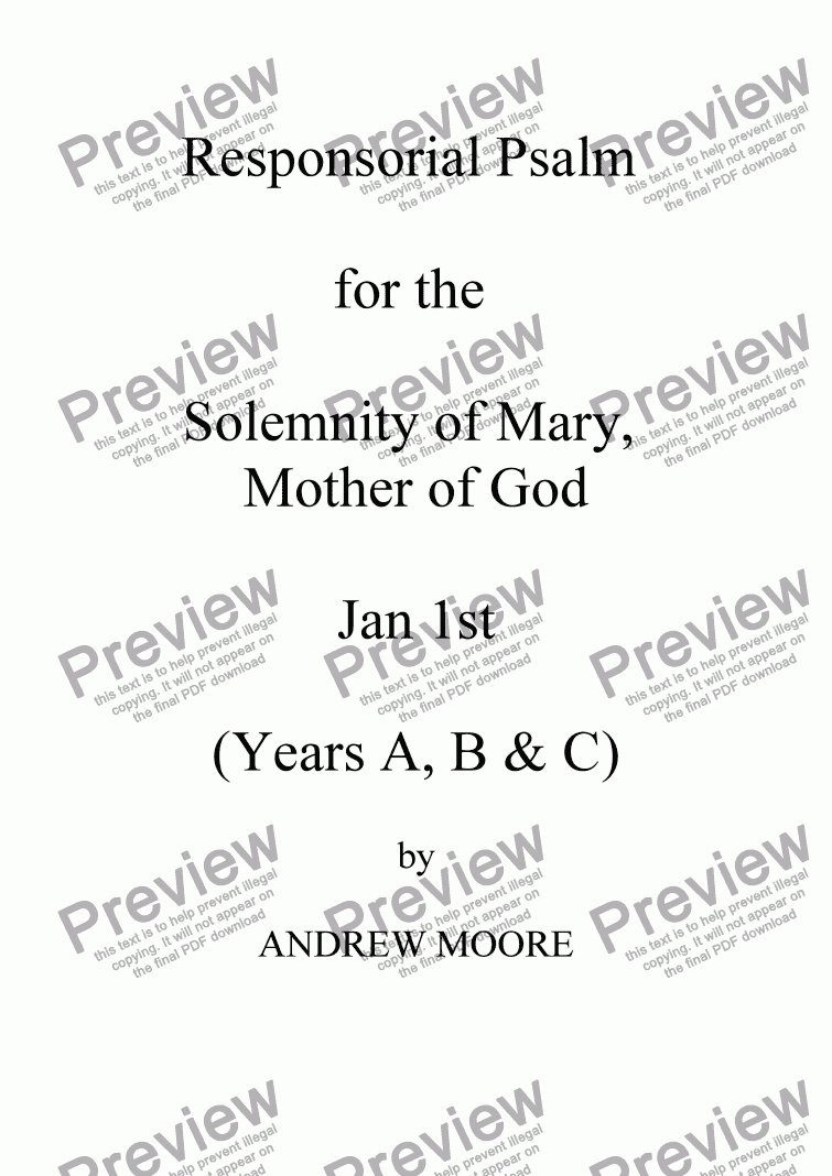 page one of Solemnity of Mary, Mother of God Jan 1st  (Year A)