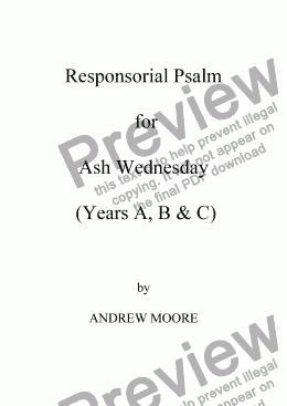 page one of Ash Wednesday (Year B)
