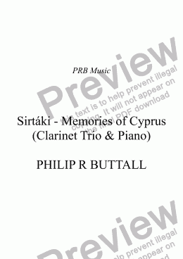 page one of Sirtaki - ’Memories of Cyprus’ (Clarinet Trio & Piano)