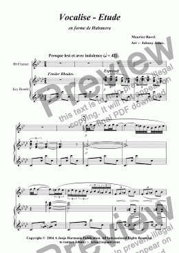 page one of Vocalise - Etude   (Clarinet and Piano)