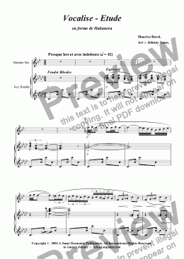 page one of Vocalise - Etude   (Soprano Sax and Piano)