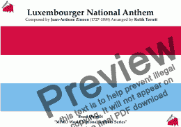 page one of Luxemburgish National Anthem for Brass Quintet (MFAO World National Anthem Series)