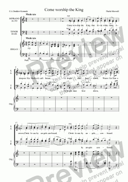 page one of Come, worship the King, A Carol