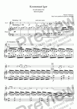 page one of Kosmonaut Igor (for horn & piano)