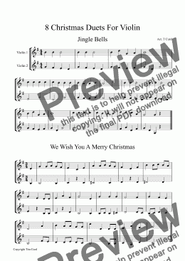 page one of 8 Christmas Duets For Violin