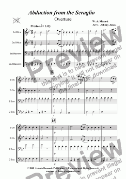 page one of Abduction from the Seraglio  (Overture,  2 Oboes and 2 Bassoons)
