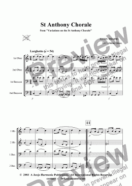 page one of St Anthony Chorale   (2 Oboes and 2 Bassoons)