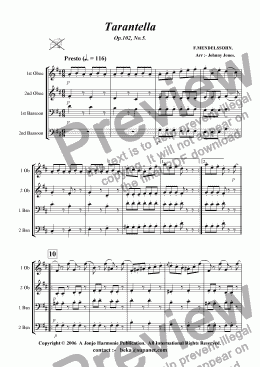 page one of Tarantella  Op.102 No5   (2 Oboe and 2 Bassoon)