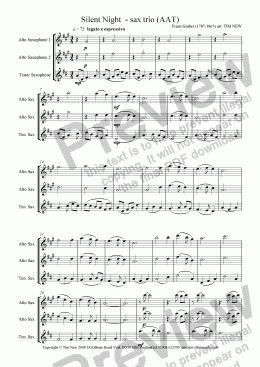 page one of Silent Night - sax trio (AAT)