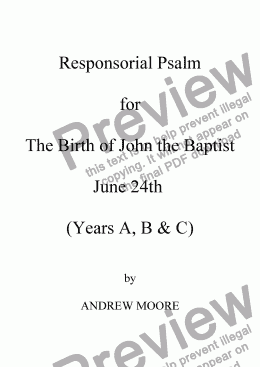 page one of The Birth of John the Baptist - 24th June (Year A)