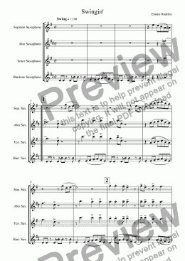 page one of Swingin (For Sax Quartet)