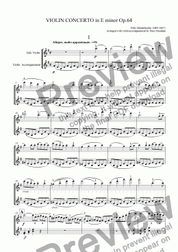 page one of Mendelssohn Violin Concerto in E minor Op 64