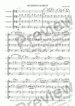 page one of Wedding March (’cello quartet)