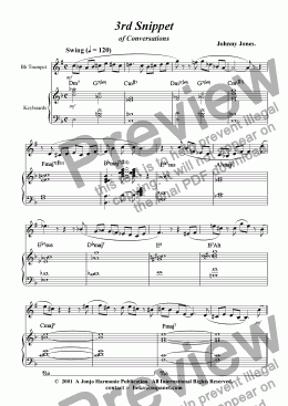 page one of 3rd Snippet of Conversations  (Jazz Etude,  Trumpet and Piano)