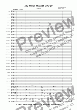 page one of She Moved Through the Fair   (Orchestral Variations)