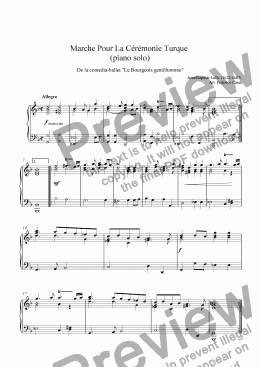 page one of Marche Pour La Cérémonie Turque (piano solo)
