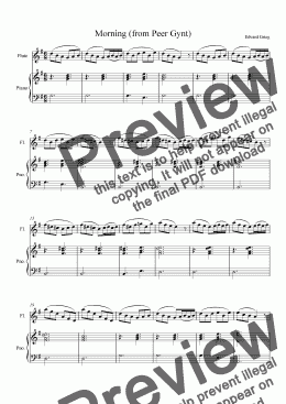page one of Morning Mood from Peer Gynt - Flute Solo with Piano Accompaniment
