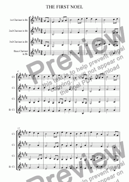 page one of First Noel (Clarinet Quartet)