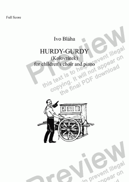 page one of HURDY-GURDY (Kolovrátek) for children’s choir and piano (English words)