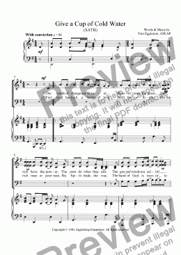 page one of Give a Cup of Cold Water, SATB