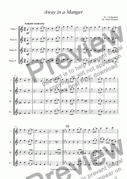 page one of Away in a Manger (Flute quartet)