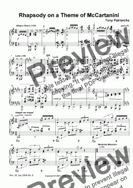 page one of Rhapsody on a Theme by McCartanini