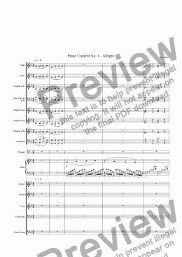 page one of Piano Concerto No. 1 - Allegro