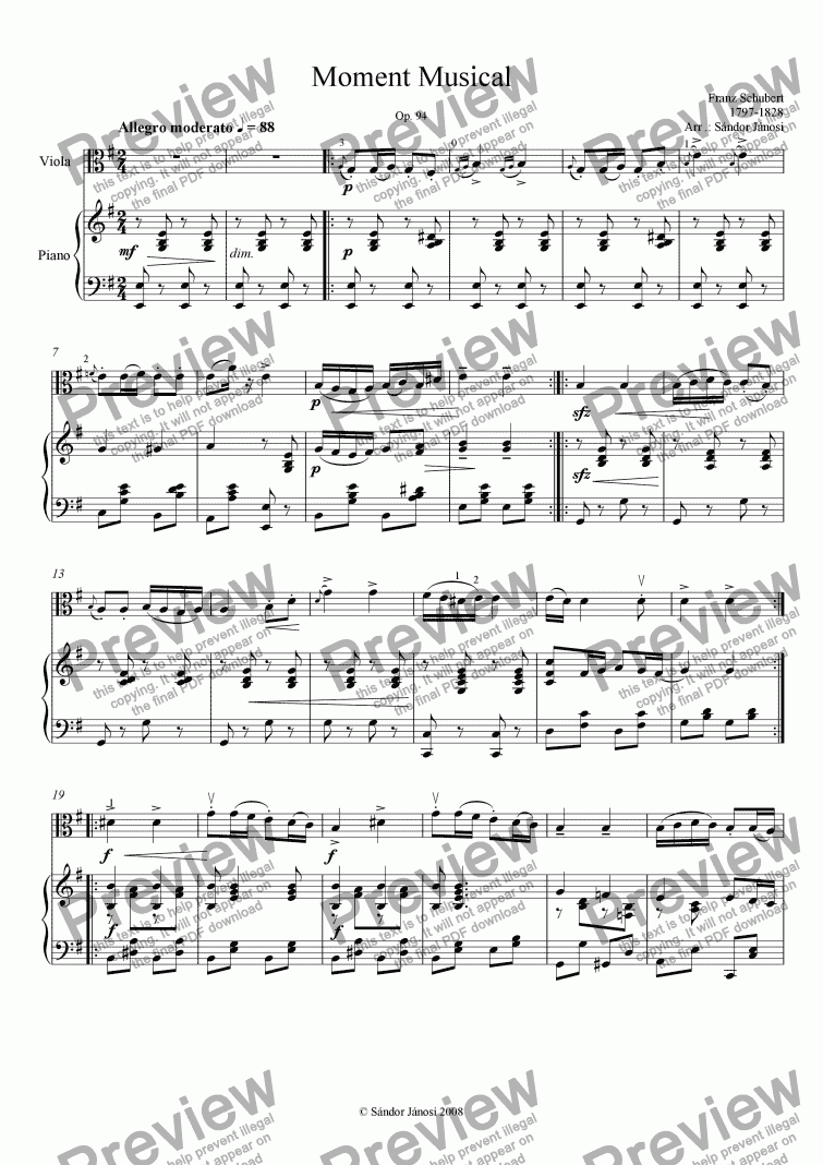 page one of Moment Musical