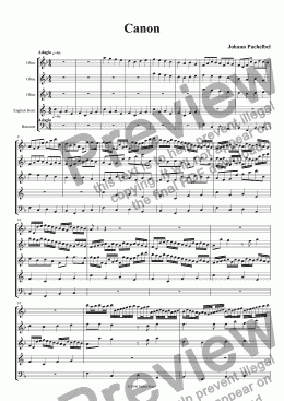 page one of Pachelbel - Canon for double reed ensemble
