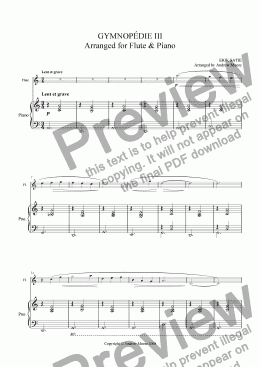 page one of Gymnopedie III for Flute & Piano