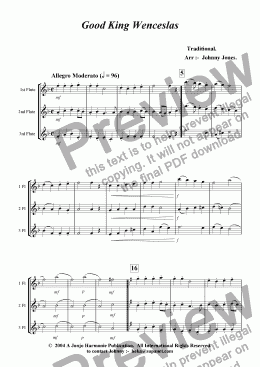 page one of Good King Wenceslas   (Varied, 3 Concert Flutes)