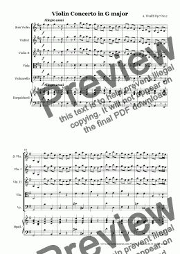 page one of Vivaldi Violin Concerto in G major Op.7 No.2