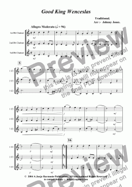 page one of Good King Wenceslas   (Varied, 3 Bb Clarinets)