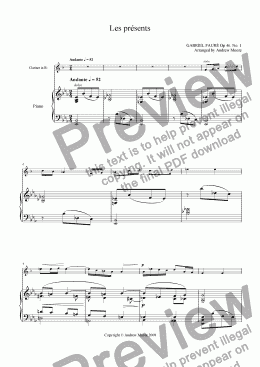 page one of ’Les Presents’ arr. for clarinet & piano