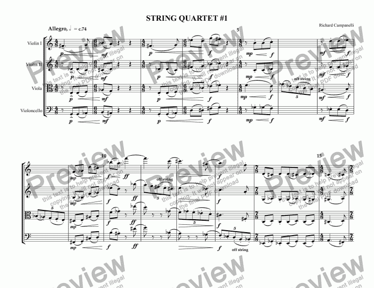 page one of String Quartet 1st mvmnt