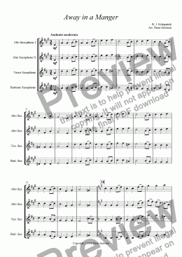 page one of Away in a Manger (Saxophone Quartet)