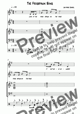 page one of The Frogspawn Song - a very silly song about note values!