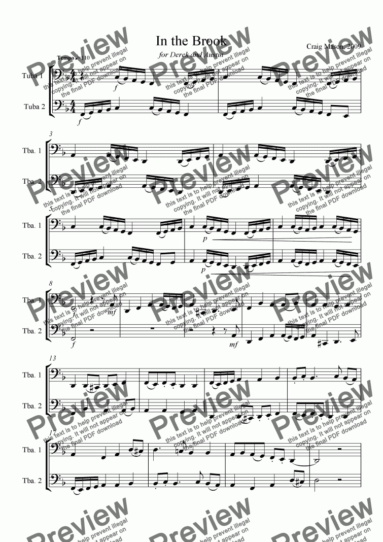 page one of In the Brook-tuba duet