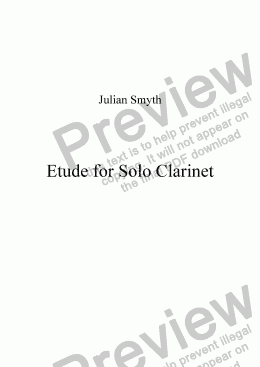 page one of Etude for Solo Clarinet