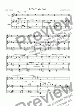 page one of ’The Triple Fool’ for voice & piano