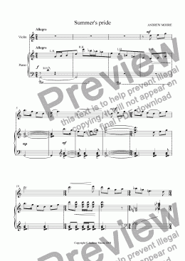 page one of ’Summer’s Pride’ for Violin & piano