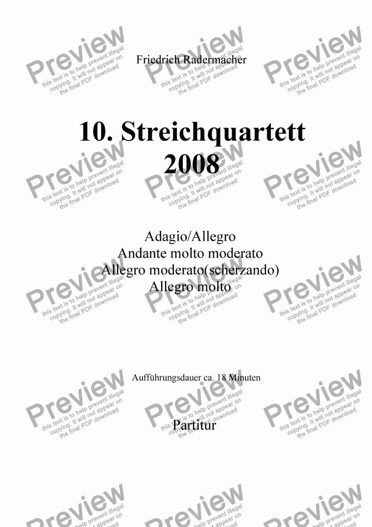 page one of 10. Streichquartett