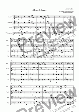 page one of Alma del core  (arr. for Strings) Antonio Caldara