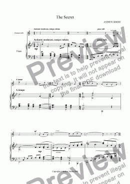 page one of ’The Secret’ for Clarinet & Piano